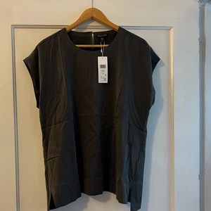 NWT Eileen Fisher 100% Silk Gray Tee sz Large
